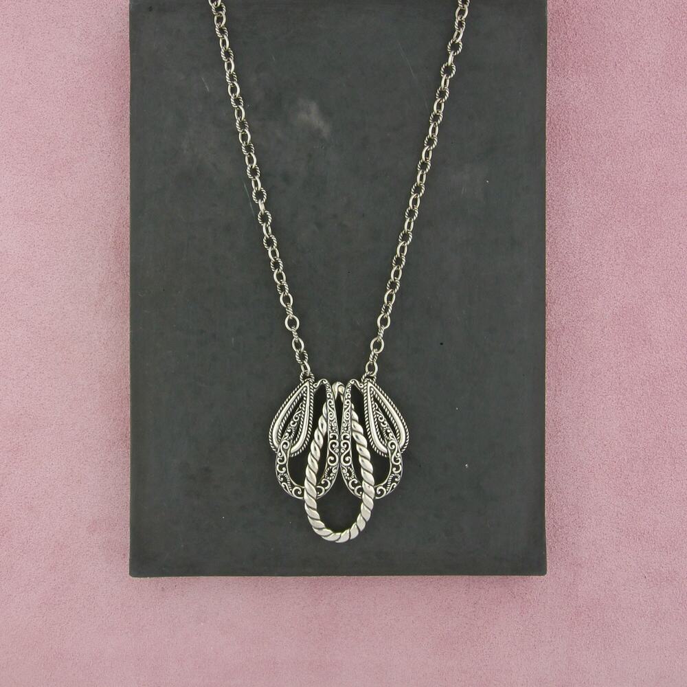 carolyn pollack sterling silver southwestern scroll rope necklace size 16-19in